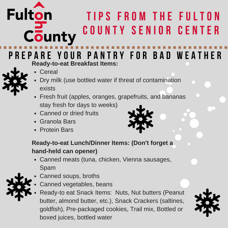 Fulton County Senior Center Prepare Your Pantry